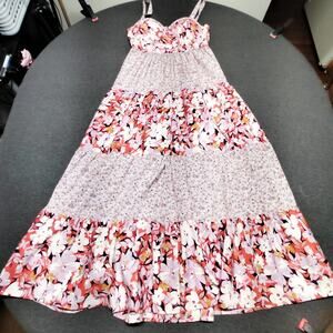 BOG Collective Floral Tiered Maxi Dress XS Boho Summer Womens